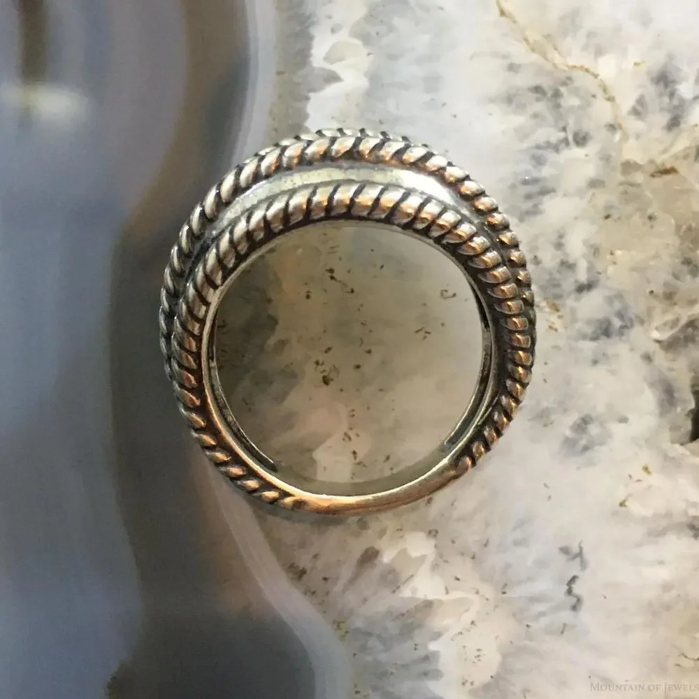 Carolyn Pollack Southwestern Style Sterling Silver Wide Decorated Ring For Women